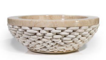 Wash Basin Beige Pebble White