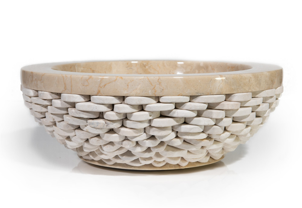 Wash Basin Beige Pebble White